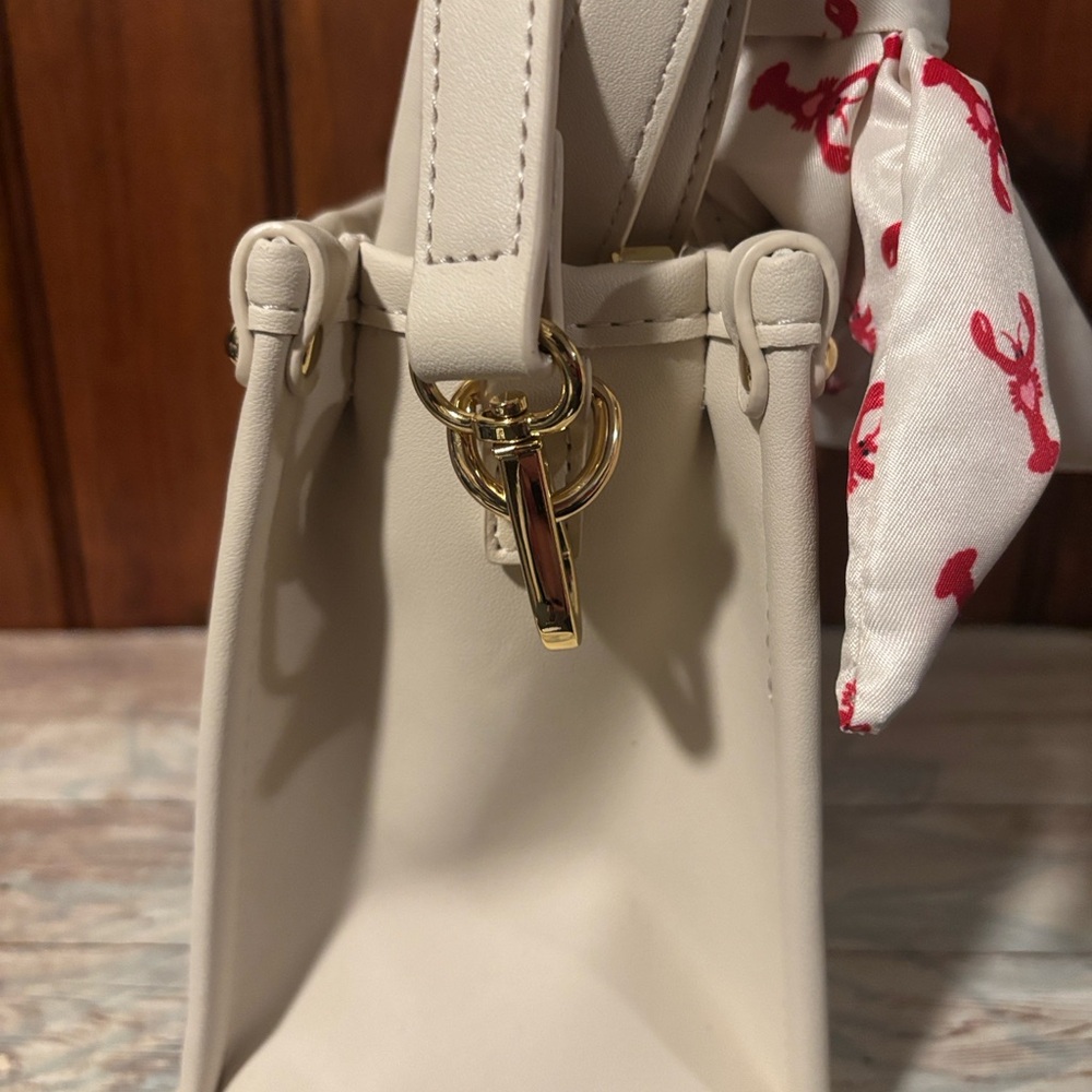 Betsy Johnson Navy and White Striped Mini Bag with Red Lobster Charm - Picture 11 of 14